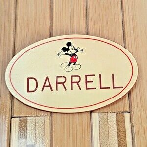 Vintage Disneyland 1980's Cast Members DARRELL Name Tag Badge